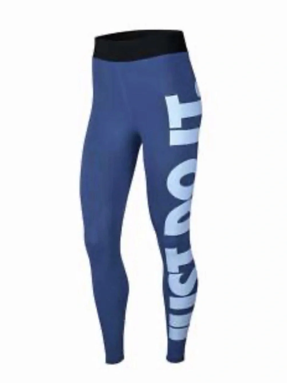 Nike Just Do It Leg-A-See Women’s Workout Leggings Size Small Blue/White Logo